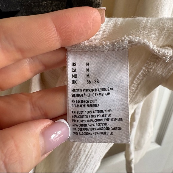 American Eagle OF Vintage Off-White Gray M Long Sleeve Pullover Y2K 99 Pinkman - Picture 4 of 5